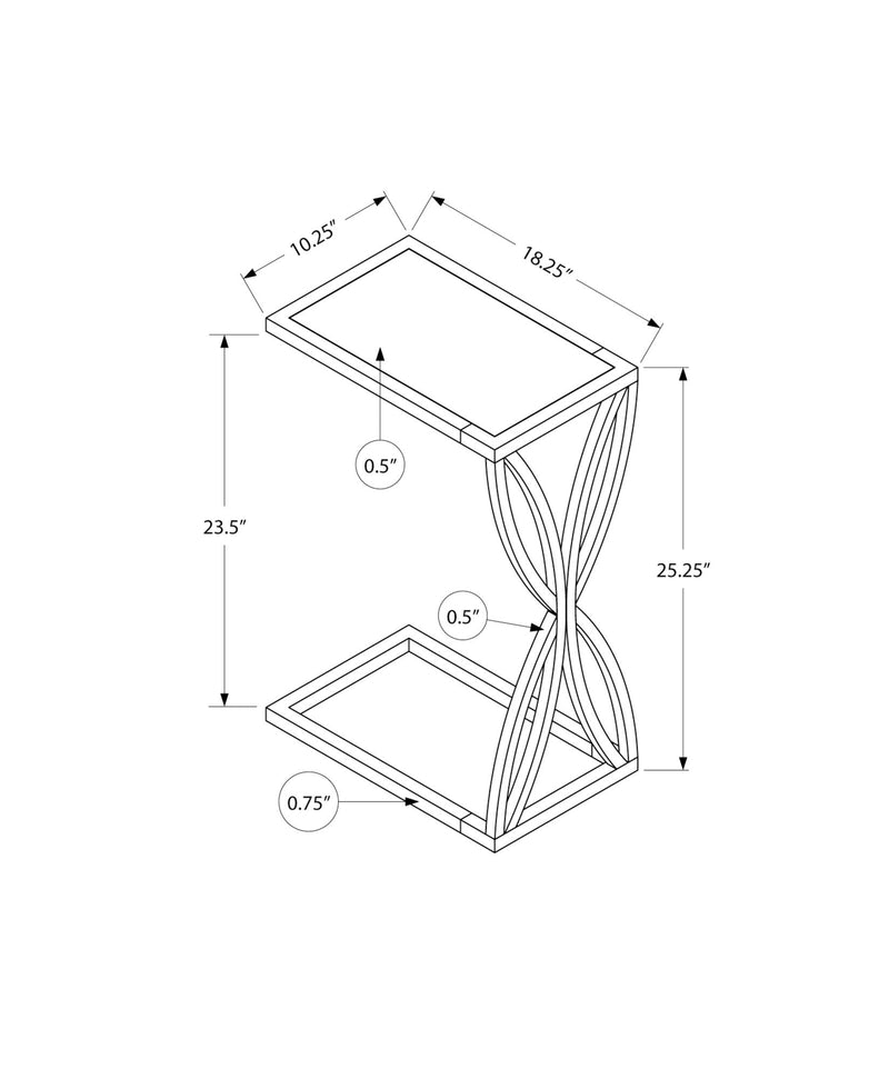 Accent Table C - Shaped, Modern - Gray