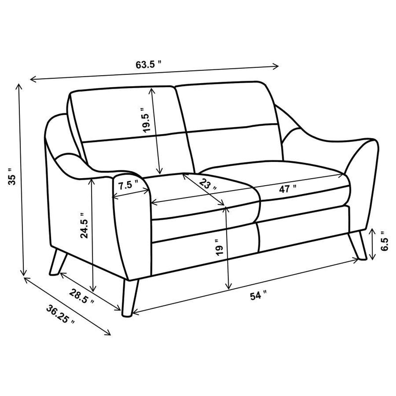 Gano - Upholstered Sloped Arm Loveseat - Navy Blue