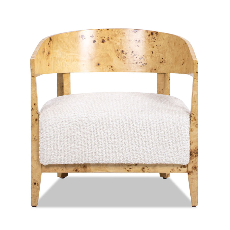 Madrid - Burl Barrel Accent Arm Chair - Seashell White