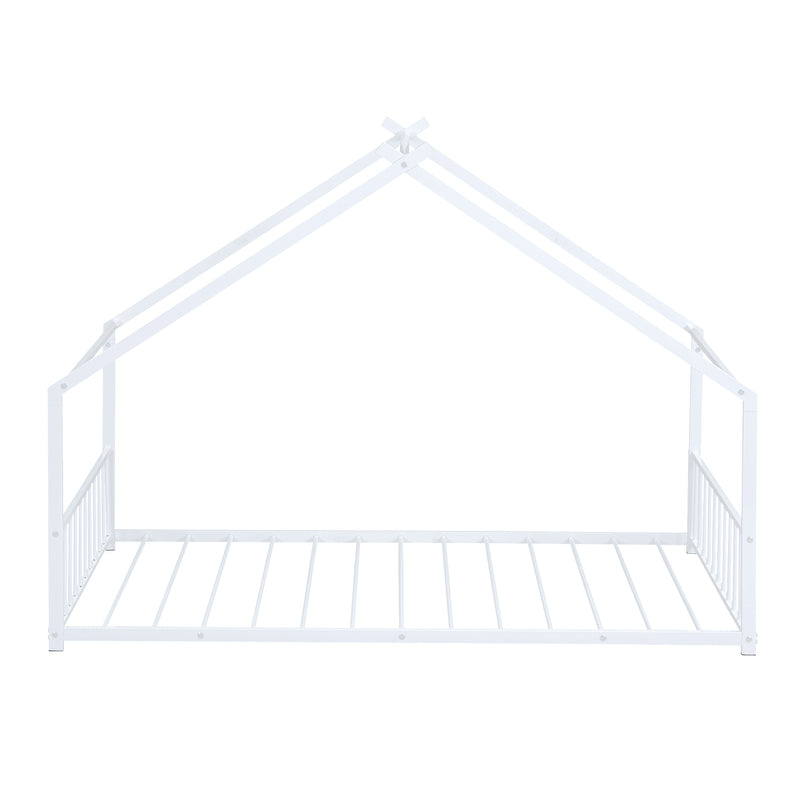 Twin Size Metal House Bed, White