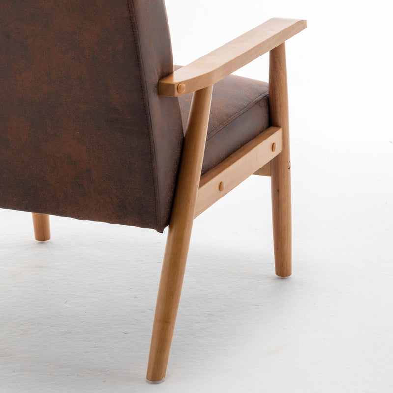 Wide Classic Mid-Century Modern Arm Chair - Brown