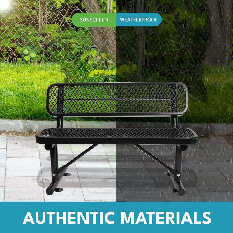 Outdoor Steel Bench With Backrest