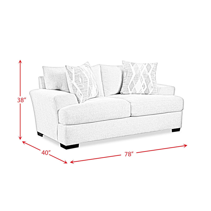 9010 - Loveseat - Fentasy Silver With 2 Pillows Exotica Birch