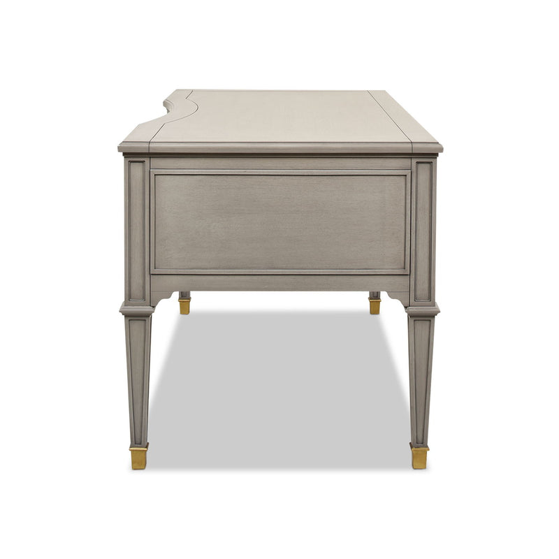 Dauphin - Gold Accent 5 Drawer Executive Desk - Gray Cashmere