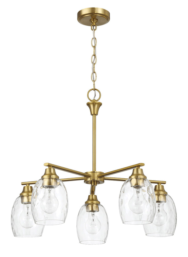 Elegance 5 Lights Linear Arms With Chain Chandelier - Clear / Gold