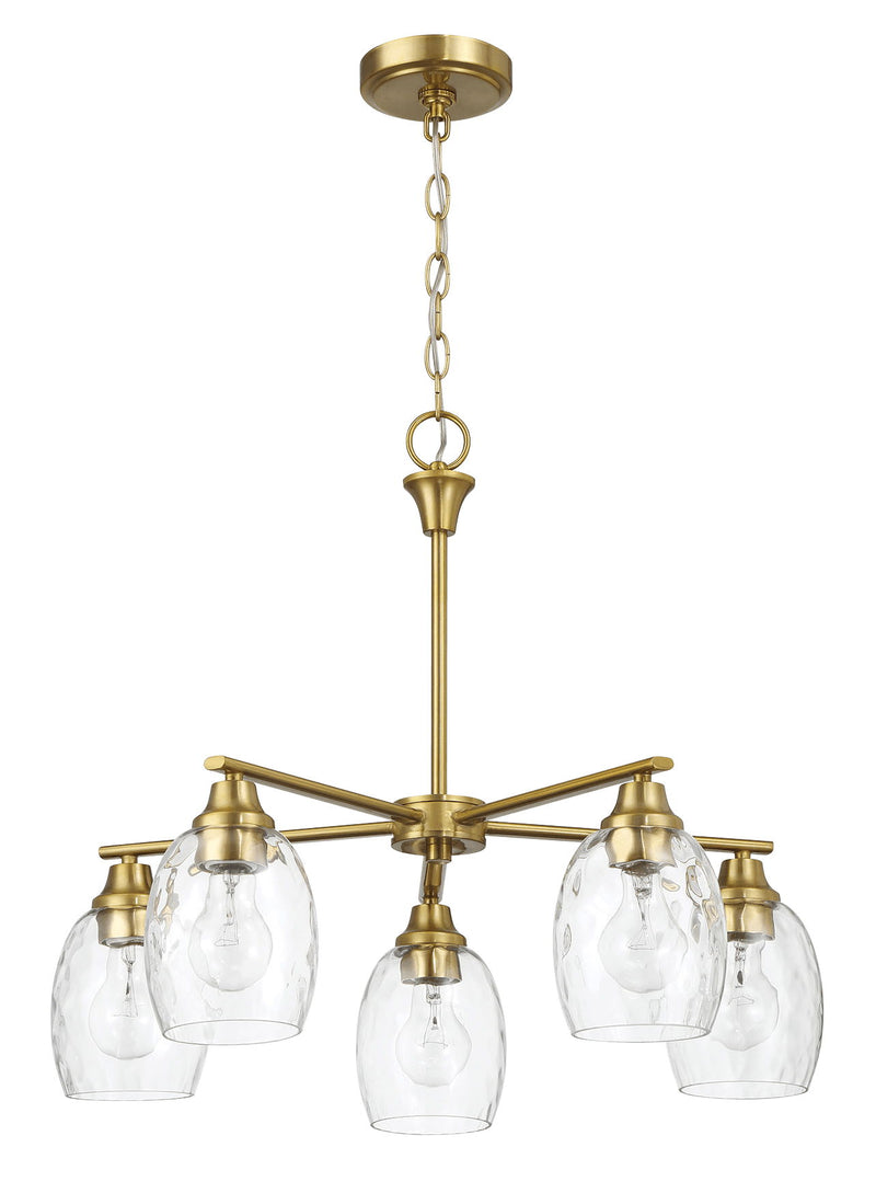 Elegance 5 Lights Linear Arms With Chain Chandelier - Clear / Gold