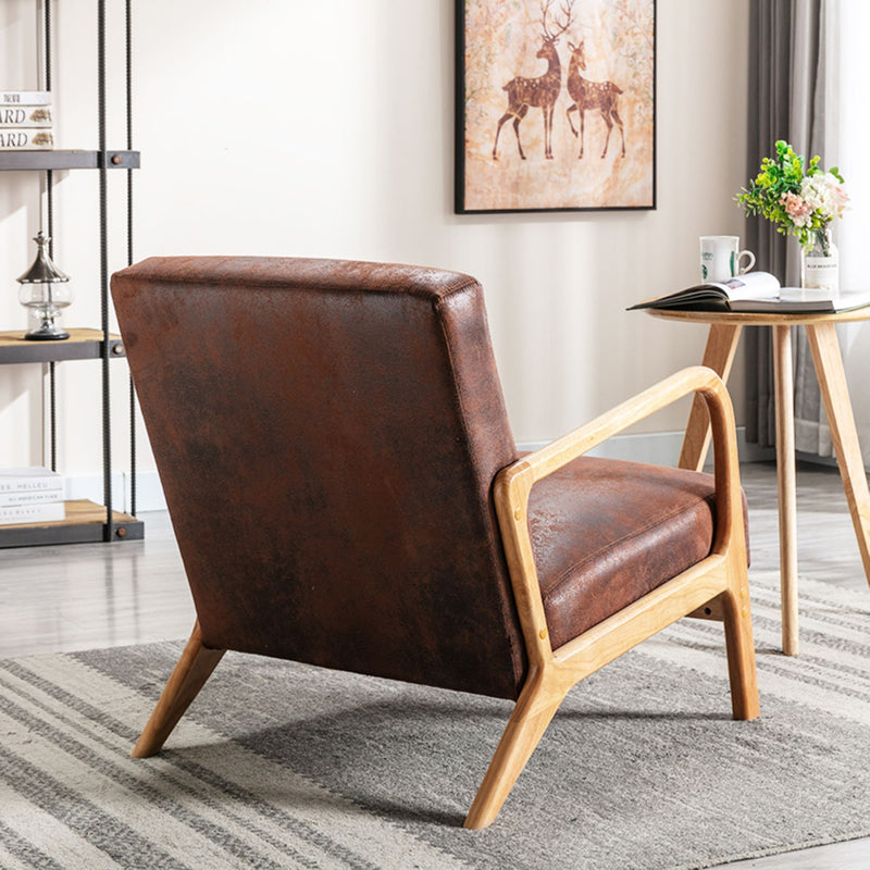 Classic Mid-Century Modern Accent Chairs, Open Framed Armchair With Cushioning