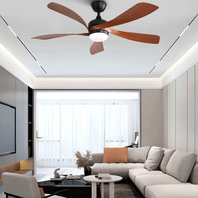 Indoor Ceiling Fan With 3 Color Dimmable 5 ABS Blades Remote Control Reversible Dc Motor With Led Light - Black