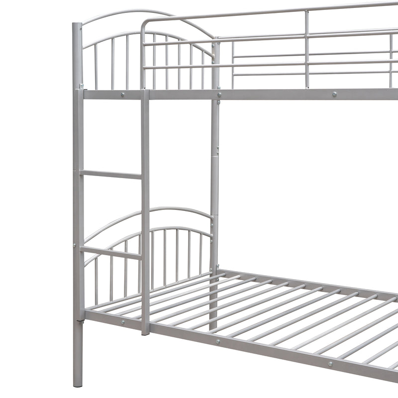 Twin Over Twin Metal Bunk Bed,Divided into Two Beds(Silver){OLD SKU:MF280424AAN}