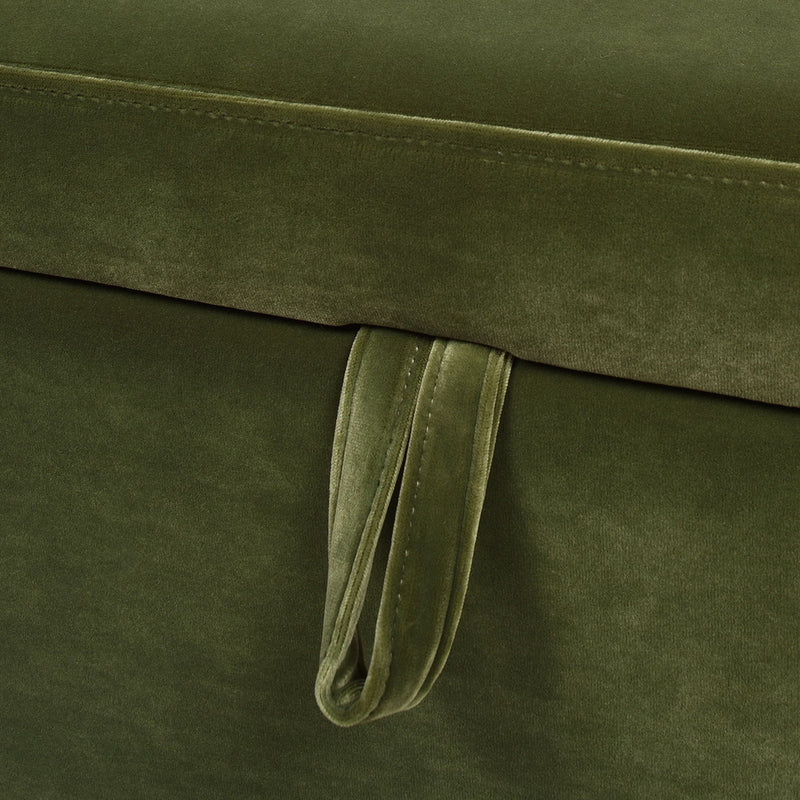 Knox - Square Storage Cocktail Ottoman - Olive Green