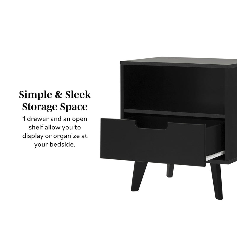 Modern 1 Drawer Nightstand With Open Cubby