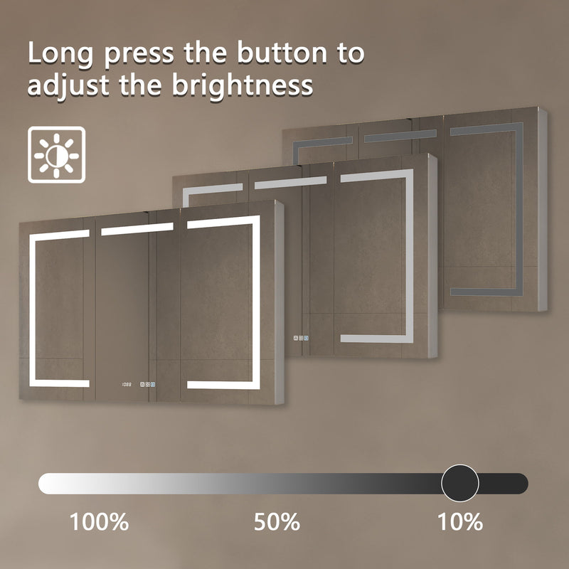 LED Lighted Bathroom Medicine Cabinet With Mirror, Recessed Or Surface LED Medicine Cabinet, Defog, Stepless Dimming, Color Temper Change, Storage Shelves