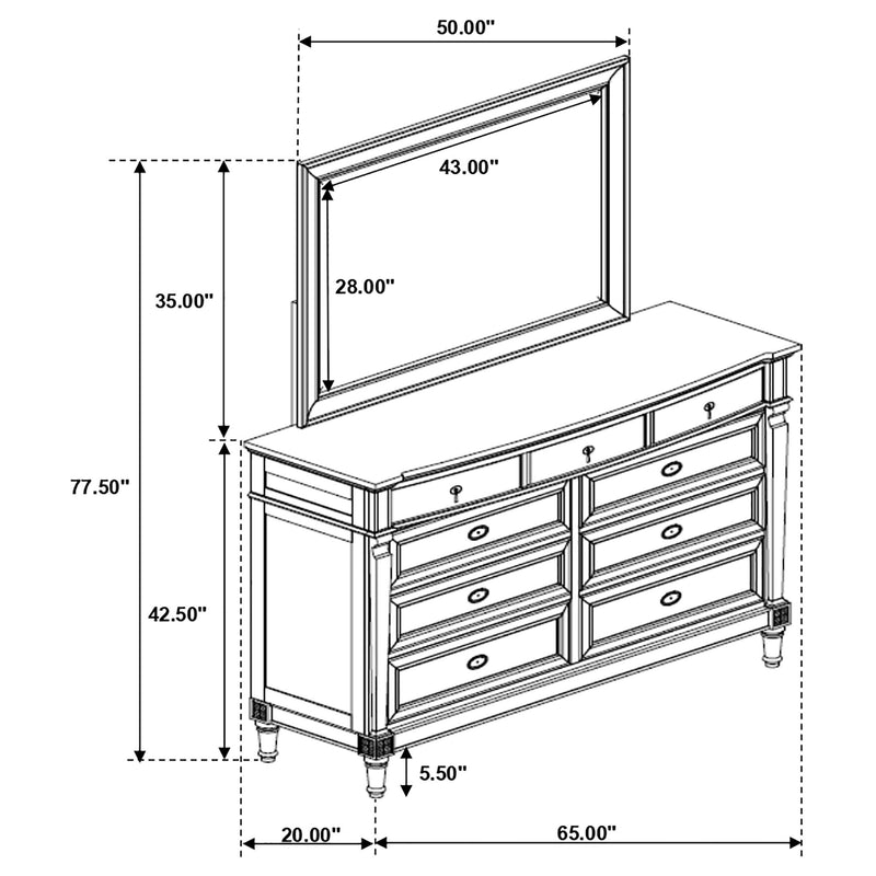 Alderwood - 9-Drawer Dresser With Mirror - French Gray