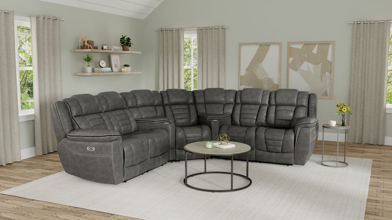 Siena - Power Reclining Sectional - Gray