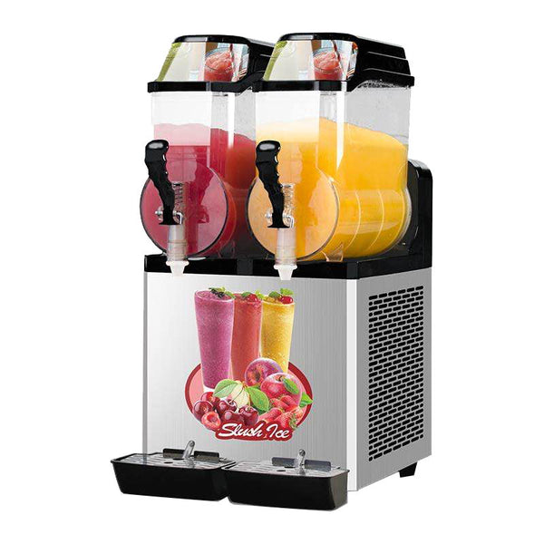 110V Commercial Slushy Machine 30L Double Tank 950W Stainless Steel Margarita Frozen Drink With Powerful Compressor Efficient Cooling Perfect For Supermarkets Cafes Restaurants Bars - Silver