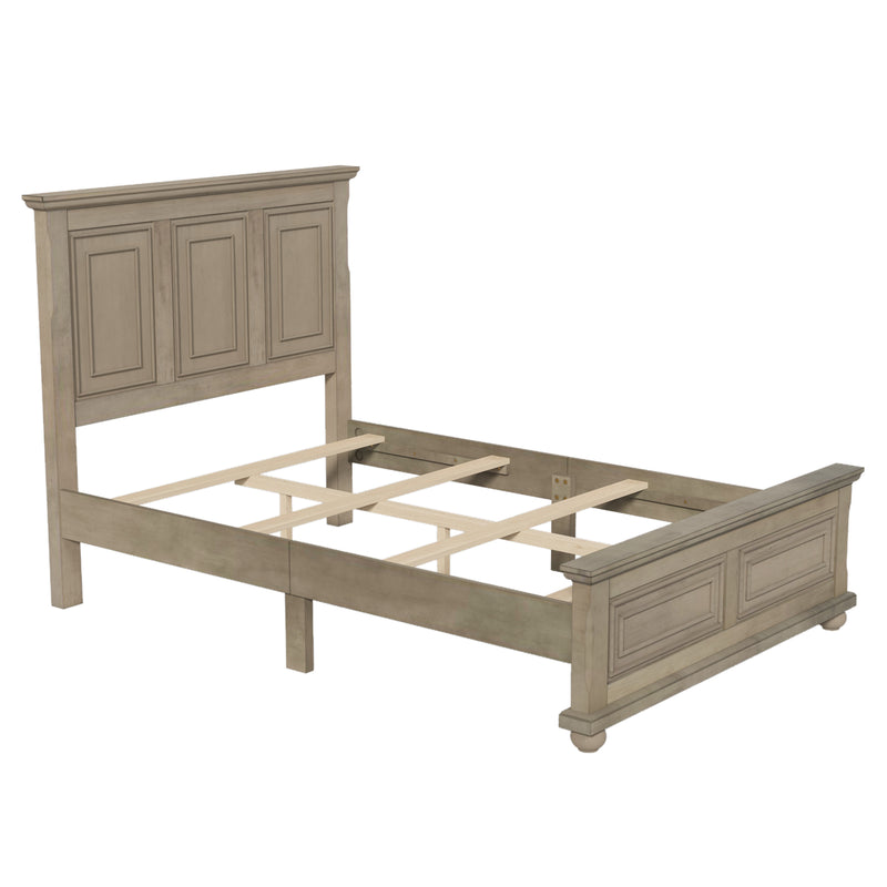 Traditional Town and Country Style Pinewood Vintage Full Bed, Stone