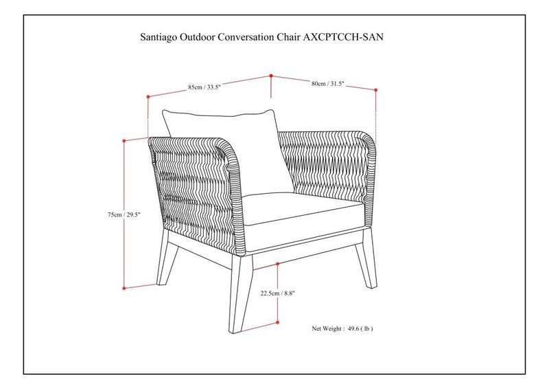 Santiago - Outdoor Conversation Chair - Slate Gray