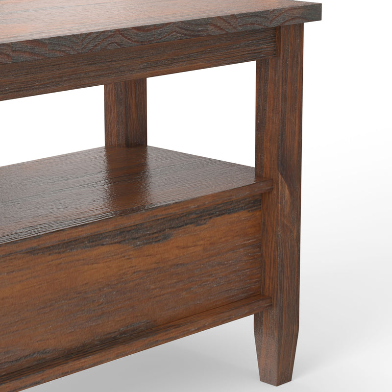 Warm Shaker - Narrow Side Table - Distressed Charcoal Brown