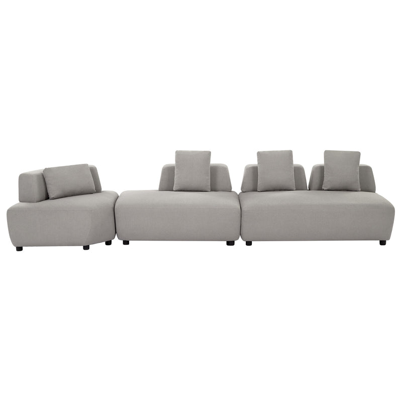 Contemporary 3 Piece Sectional Sofa Free Convertible Sofa With Four Removable Pillows For Living Room