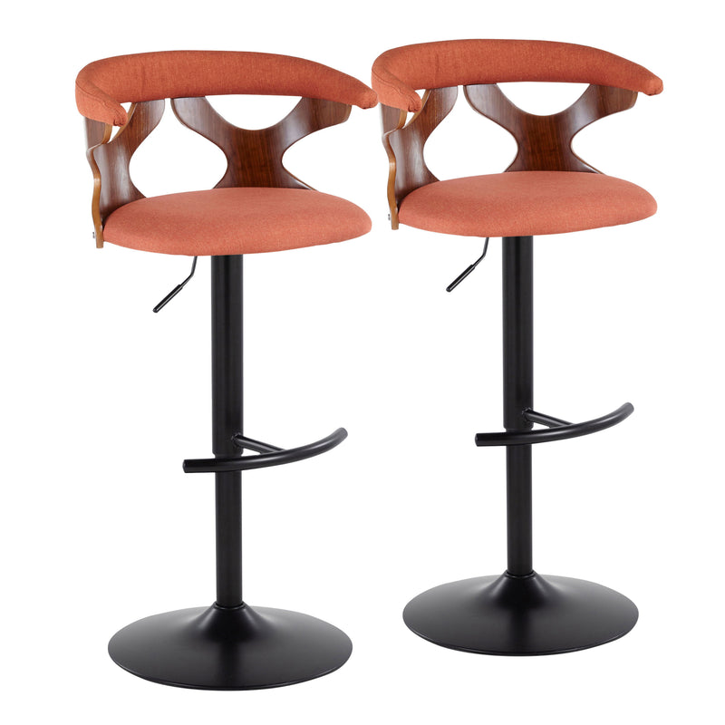 Gardenia - Contemporary Adjustable Barstool With Swivel With Rounded T Footrest (Set of 2)