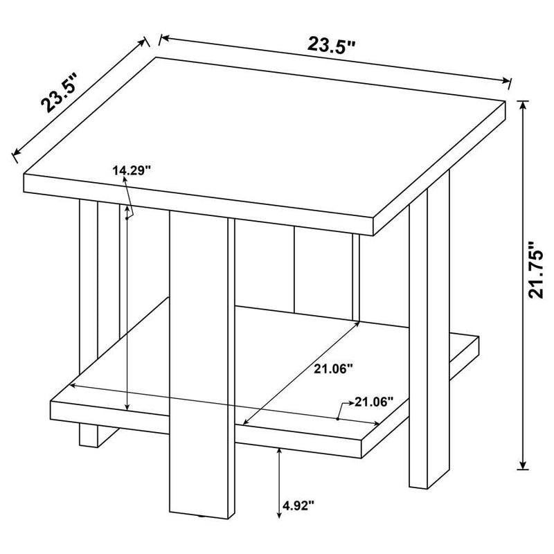 Dawn - Square Engineered Wood End Table - Mango Brown