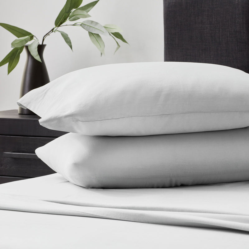 Linen-Weave Cotton California King Sheet Set - White