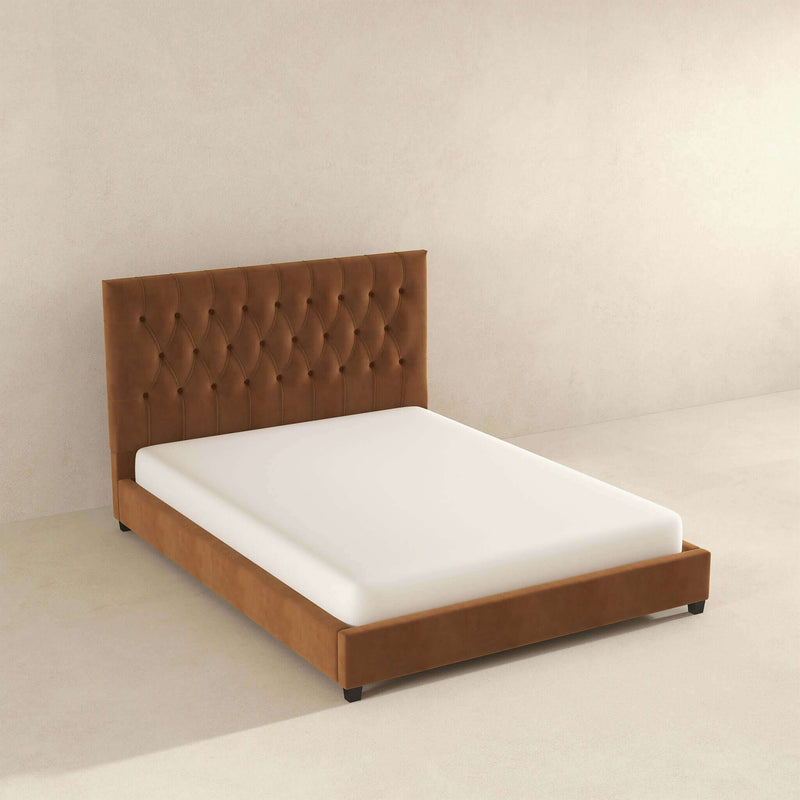 Donald - Mid-Century Modern Velvet Platform Bed