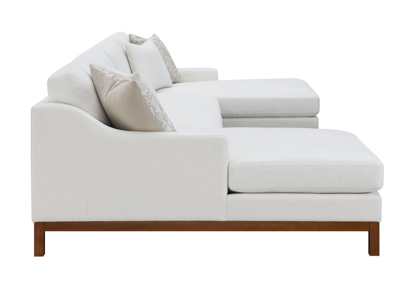 Valiant - Chenille Sectional Sofa With 4 Pillows - Ivory