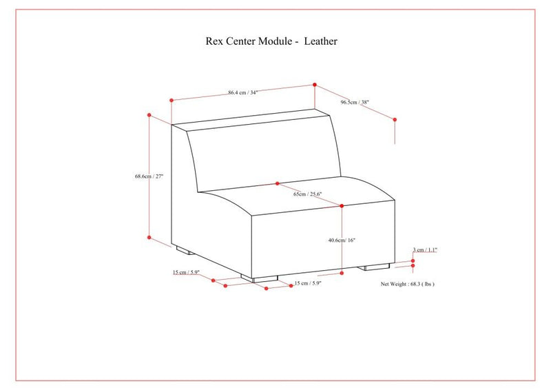 Rex - Center Sofa Module - Brown