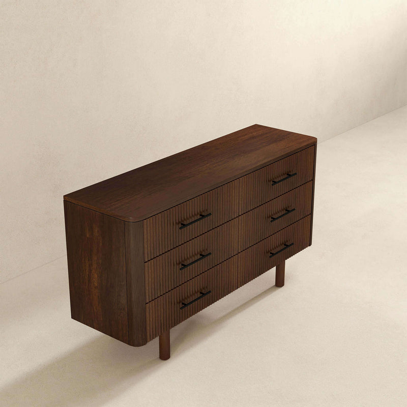 Logan - Mid-Century Modern Dresser With 6 Drawers - Brown