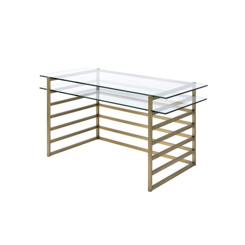 Shona - Desk - Antique Gold & Clear Glass