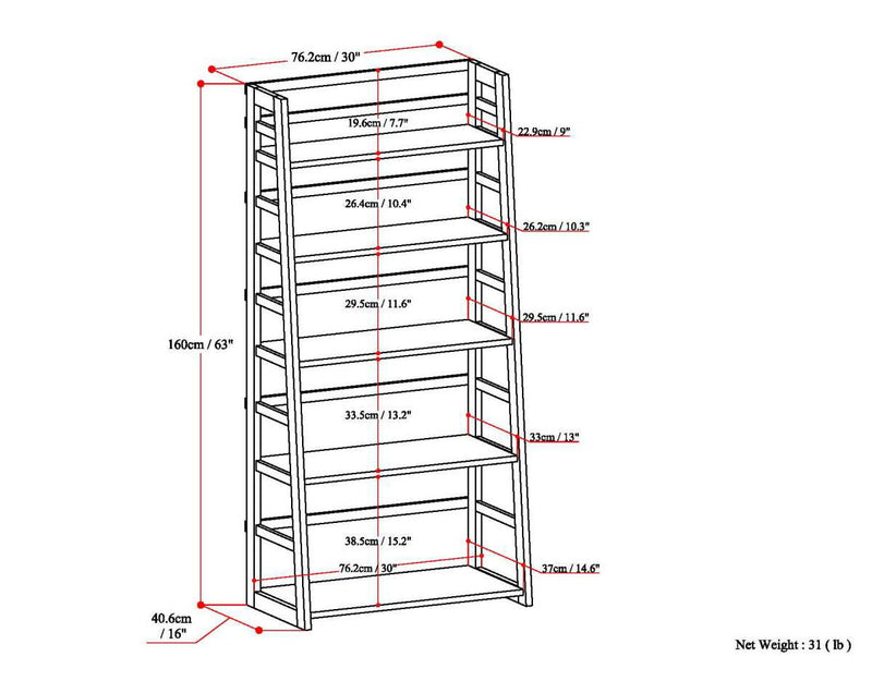 Acadian - Handcrafted Ladder Shelf Bookcase