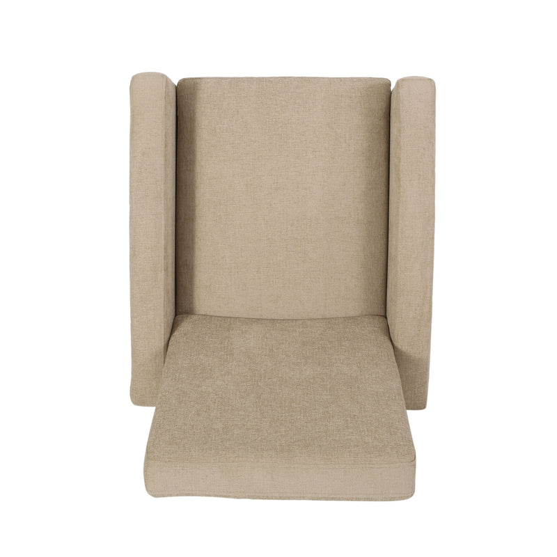 Wide Wood Hand Manual Club Recliner - Sand