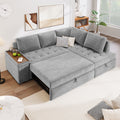 L Shaped Couch With Pull Out Bed And Storage Sectional Sleeper Sofa With Hidden Storage, Wide Armrest With Storage, For Living Room, Apartment, Bedroom, Office