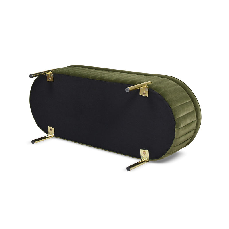 Chloe - Modern Glam Storage Bench - Olive Green