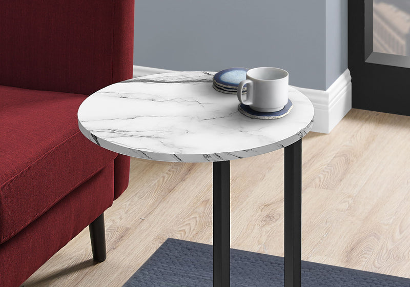 Accent Table, Side, Round, Contemporary And Modern - White / Black