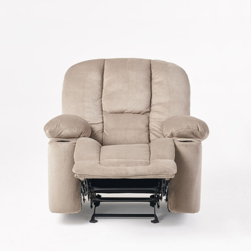 Luxurious Manual Recliner Chair With Skin-Friendly Fabric And Dual Cup Holders