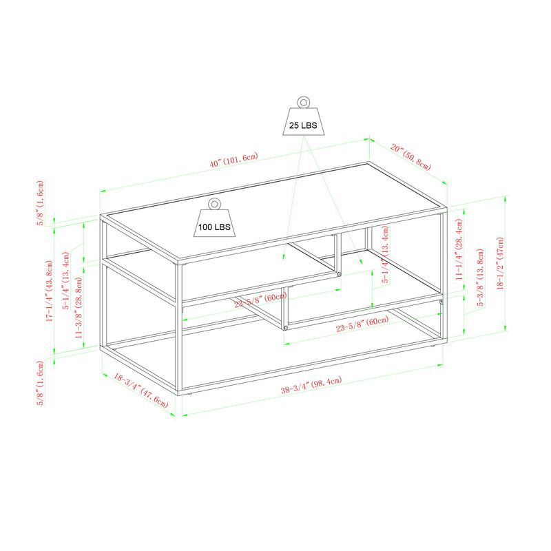 Contemporary Two Tone Metal Coffee Table - Dark Walnut