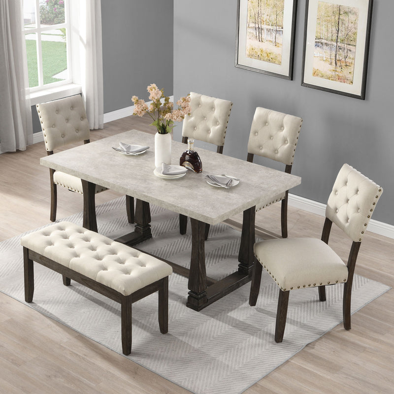 Classic Farmhouse Rectangle Kitchen Dining Table, Ideal For Home Kitchen - Gray