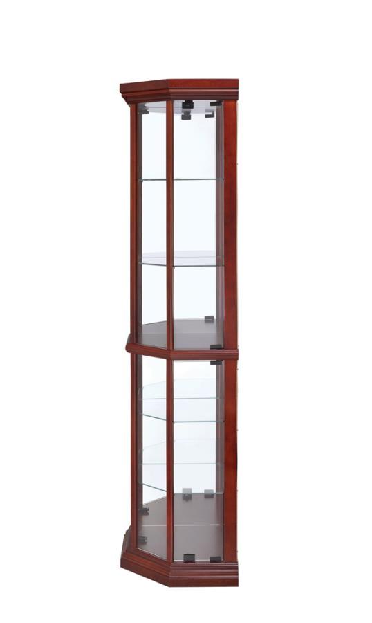 Appledale - 6-Shelf Corner Curio Display Cabinet - Medium Brown - Atlantic Fine Furniture Inc