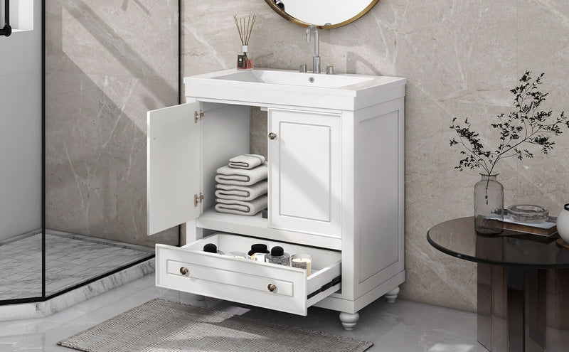 Bathroom Vanity With Sink, Combo, Cabinet With Doors And Drawer, Solid Frame And MDF Board