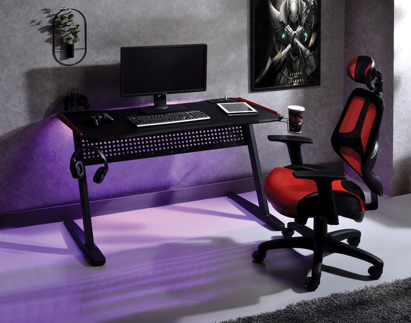 Dragi - Gaming Table - Black & Red Finish - Atlantic Fine Furniture Inc