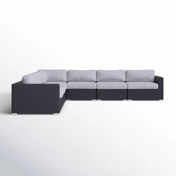 Wide Outdoor Patio Sectional With Cushions - Black