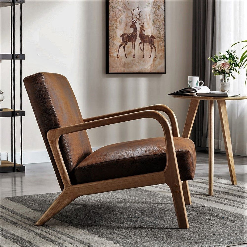 Classic Mid-Century Modern Accent Chairs, Open Framed Armchair With Cushioning