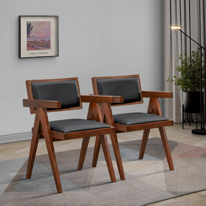 Athena - Dining Chair (Set of 2) - Black / Brown