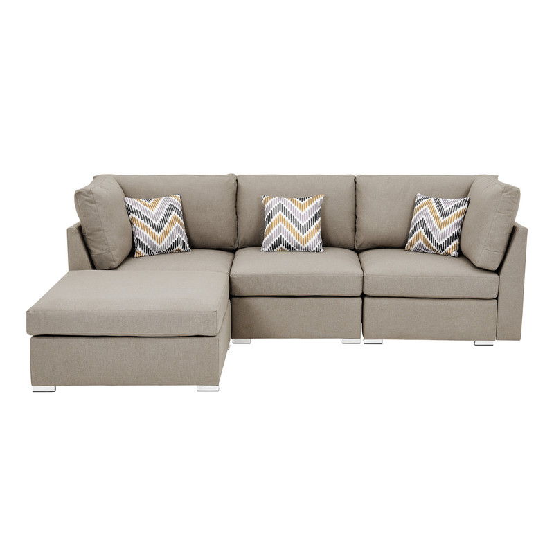 Amira - Fabric Sofa With Ottoman And Pillows