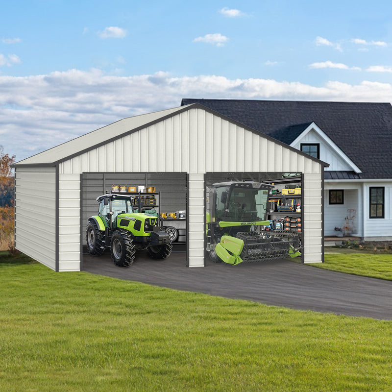 Double Garage Metal Shed With Side Entry Door