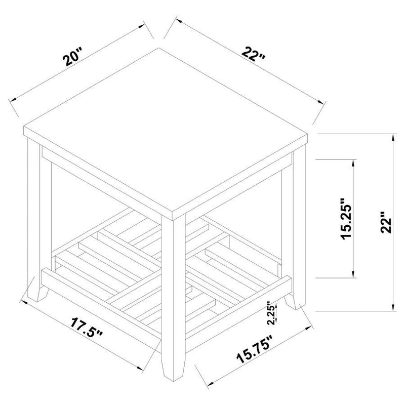 Cliffview - 1-Shelf Square Wood Side End Table - Gray - Atlantic Fine Furniture Inc