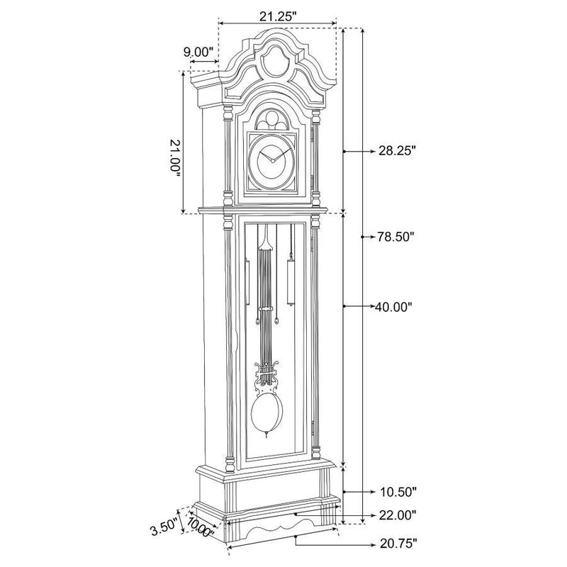 Diggory - Grandfather Clock With Adjustable Chime - Brown Red