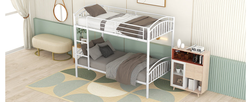 Twin Over Twin Metal Bunk Bed,Divided into Two Beds(White){OLD SKU:MF280424AAK}